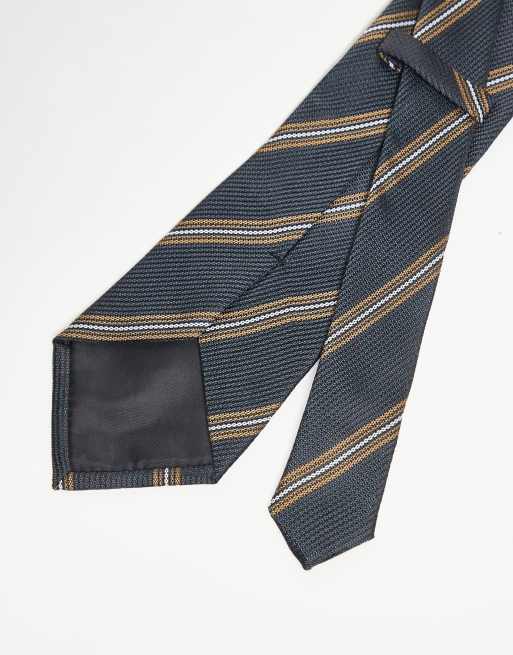 ASOS DESIGN stripe wide tie in gray, 3 of 3