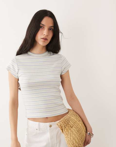 ASOS DESIGN striped baby tee in light blue - view 1