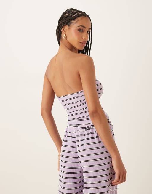 ASOS DESIGN striped bandeau in lilac - part of a set, 4 of 4