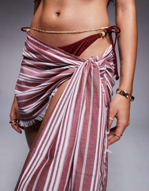 ASOS DESIGN striped beach sarong in multi, 3 of 4