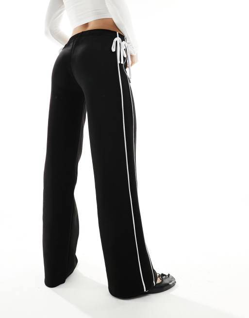 ASOS DESIGN striped bow trackies in black