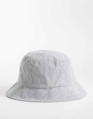 Asos Design Striped Bucket Hat In White