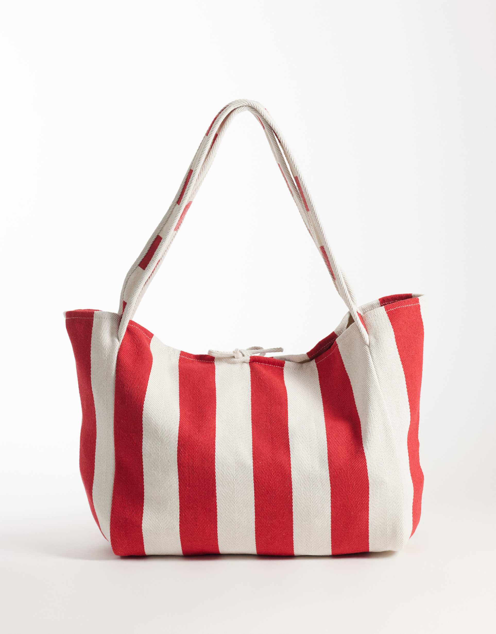 asos design striped canvas tote bag in red