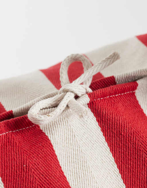 ASOS DESIGN striped canvas tote bag in red, 3 of 5