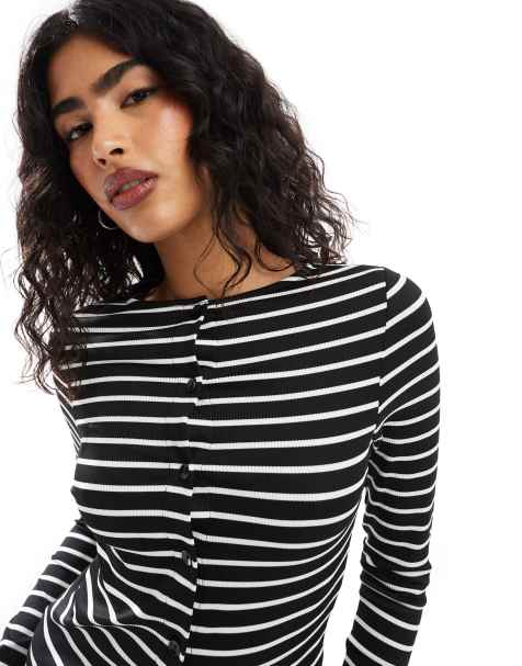 ASOS DESIGN striped cardigan in mono - view 1