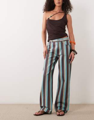 Asos Design Striped Dad Jeans-multi