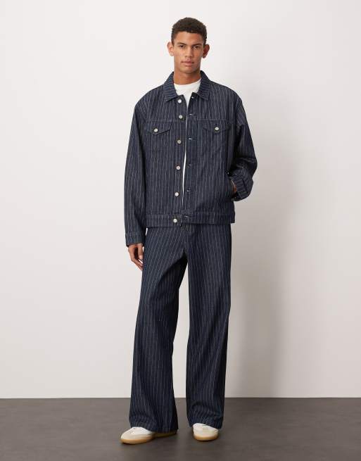 ASOS DESIGN striped denim jacket in raw wash (Part of a set), 2 of 5