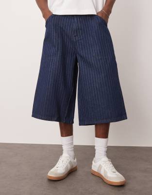 ASOS DESIGN DENIM JORT WITH STRIPE