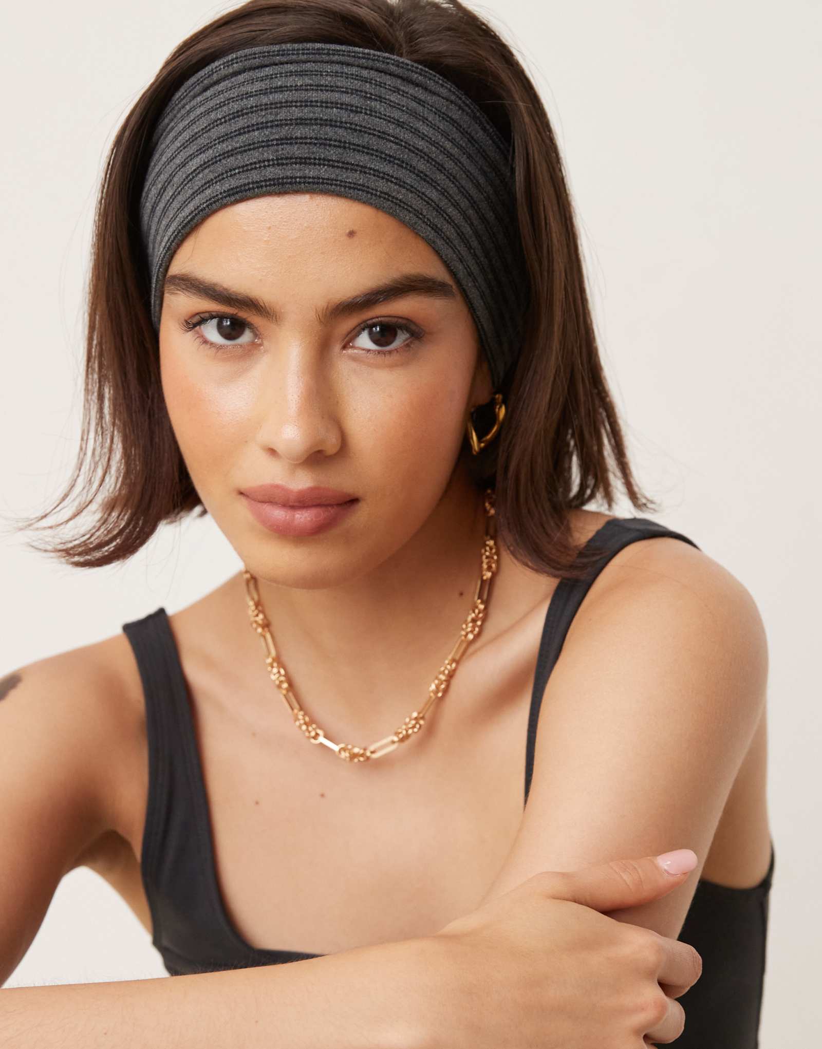 Повязка на голову из полосатого джерси ASOS DESIGN темно-верескового цвета