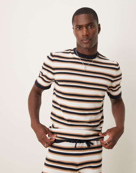 ASOS DESIGN stripe knitted t-shirt co-ord
