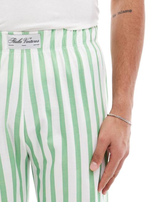 ASOS DESIGN striped lounge pant in green  