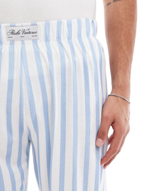 ASOS DESIGN striped lounge pant in mid blue   
