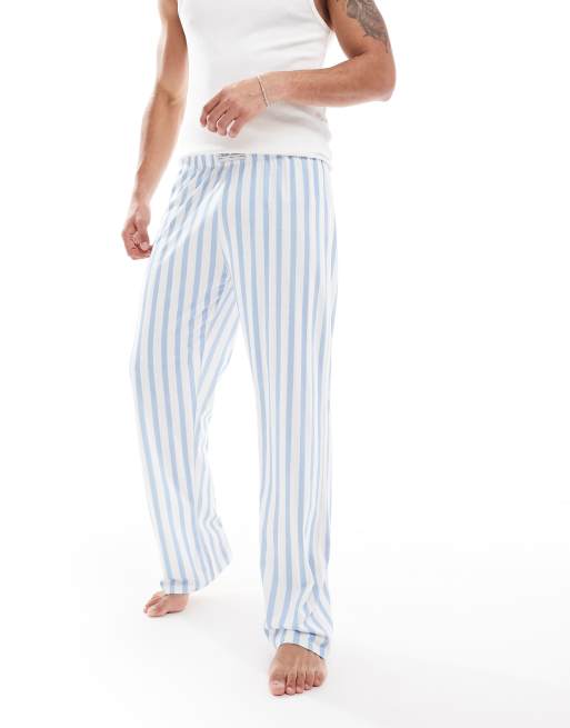 ASOS DESIGN striped lounge pant in mid blue   