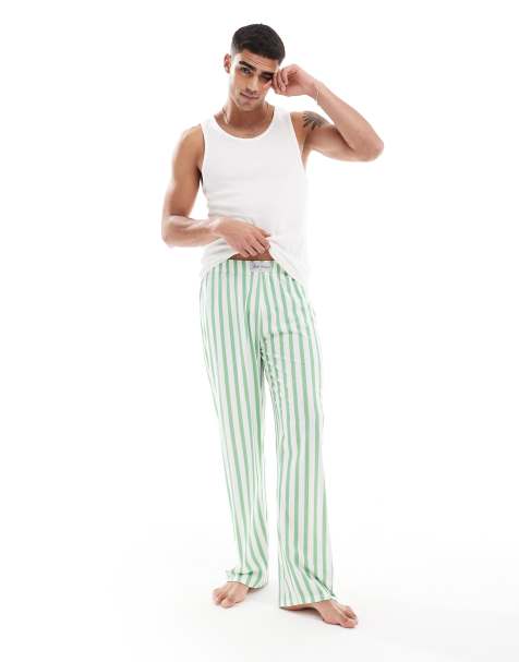 ASOS DESIGN striped lounge pants in green - view 1