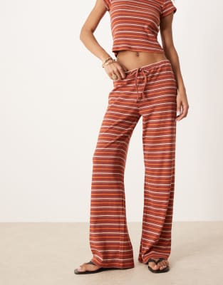 Asos Design Striped Mid Rise Wide Leg Pants