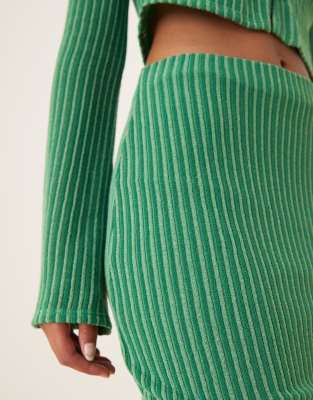 Asos Design Striped Mini Skirt In Green