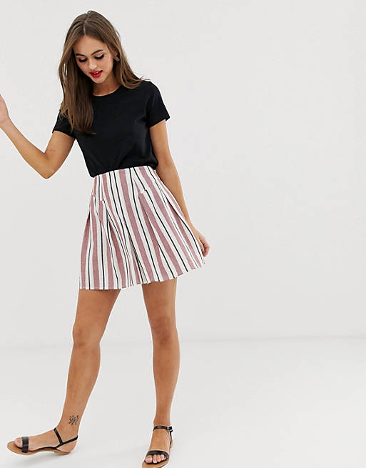 ASOS DESIGN striped mini skirt with bask hem