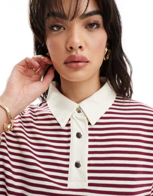 Asos red and white striped top online