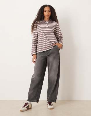 Asos Design Striped Rugby Top In Purple