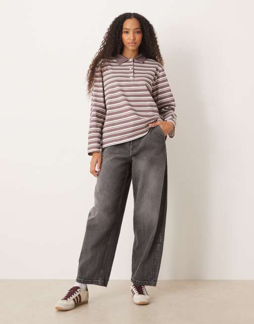ASOS DESIGN striped rugby top in fig