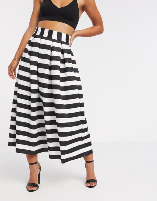 Asos black and white striped outlet skirt