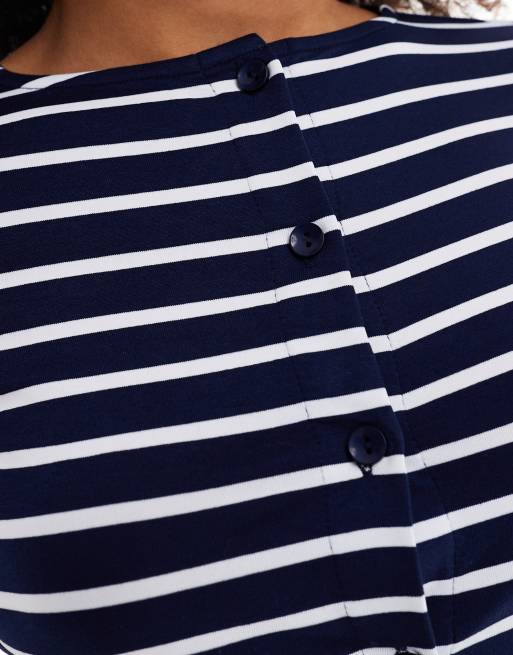 ASOS DESIGN striped shrunken cardigan in navy (part of a set), 4 of 4