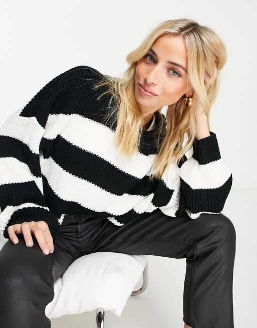 ASOS DESIGN striped sweater in black 