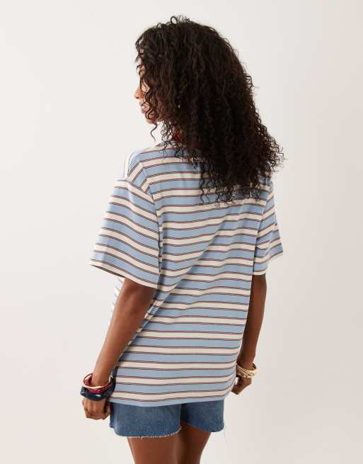 ASOS DESIGN striped t-shirt with Parma graphic in red and blue stripe, 4 of 4