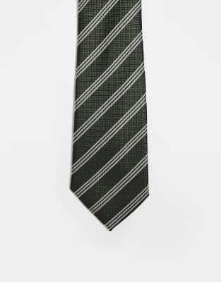Asos Design Striped Tie In Green