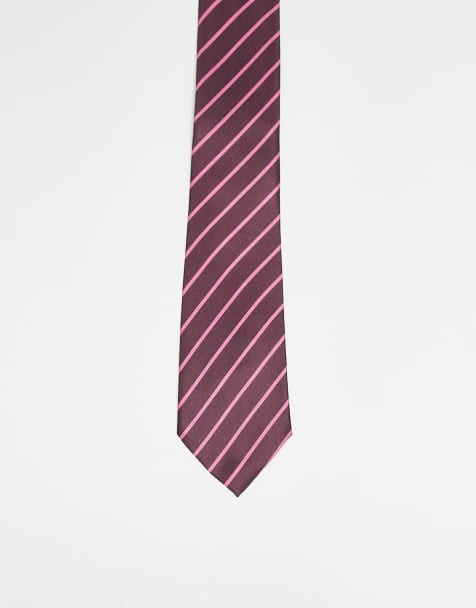 ASOS DESIGN striped tie in pink multi - view 1