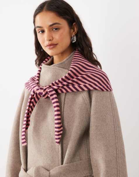 ASOS DESIGN striped triangle in pink and burgundy - view 1