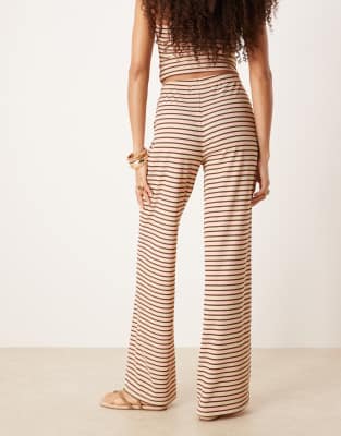Shop Asos Design Striped Wide Leg Pants