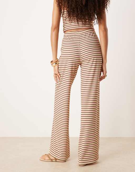 ASOS DESIGN striped wide leg pants in cream - part of a set, 2 of 5