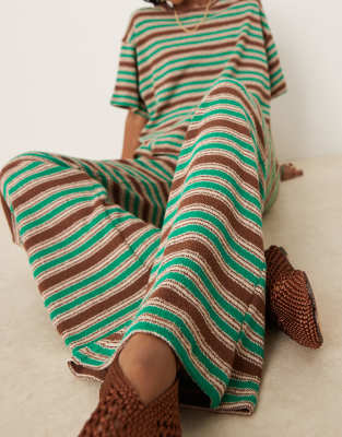 Asos Design Striped Wide Leg Pants In Multi