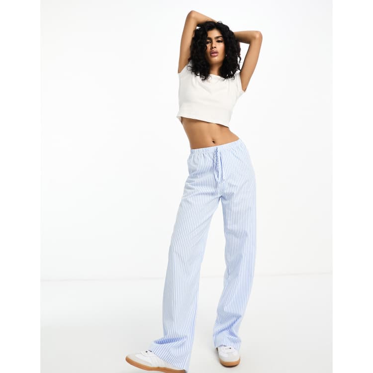 Navy blue white striped hot sale pants