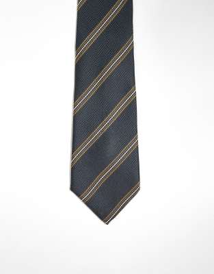 Asos Design Striped Wide Tie In Black