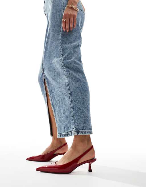 ASOS DESIGN Stroll Schuhe in Rot mit mittelhohem Absatz und Fersenriemen