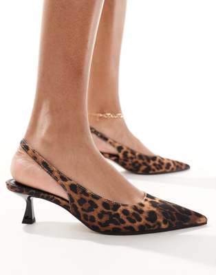 ASOS Design - Stroll - Schuhe mit Fersenriemen, Kitten-Heel und Leopardenmuster-Bunt