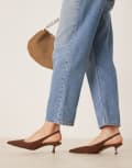 [ASOS DESIGN] ASOS DESIGN Stroll slingback mid heeled shoes in brown suedette 35 BROWN