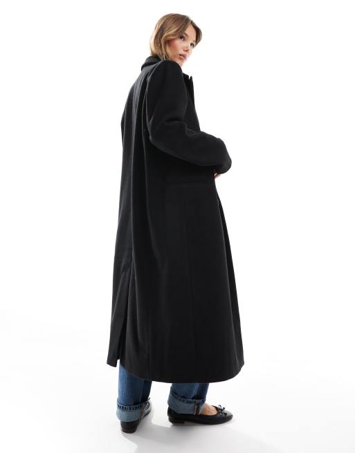 ASOS DESIGN strong shoulder dad coat in black