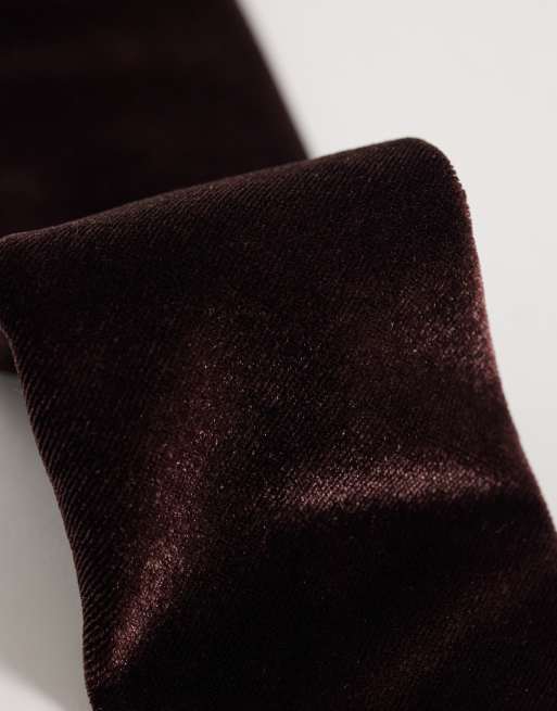 ASOS DESIGN stropdas in chocoladebruin fluweel, 2 van 3