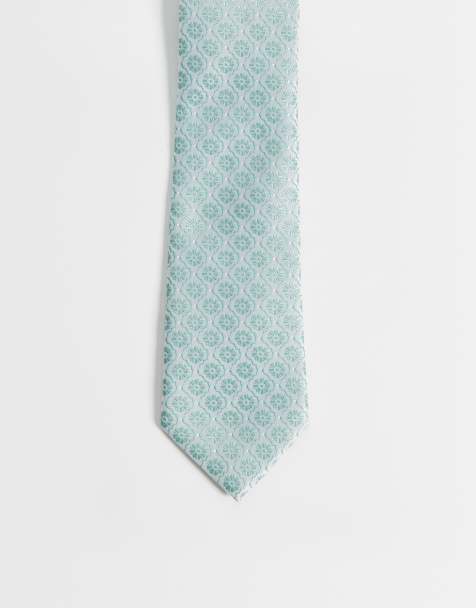 ASOS DESIGN - Stropdas met geometrische bloemenprint in blauw - view 1