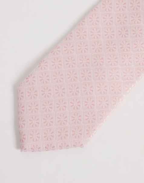 ASOS DESIGN - Stropdas met geometrische bloemenprint in roze - view 1