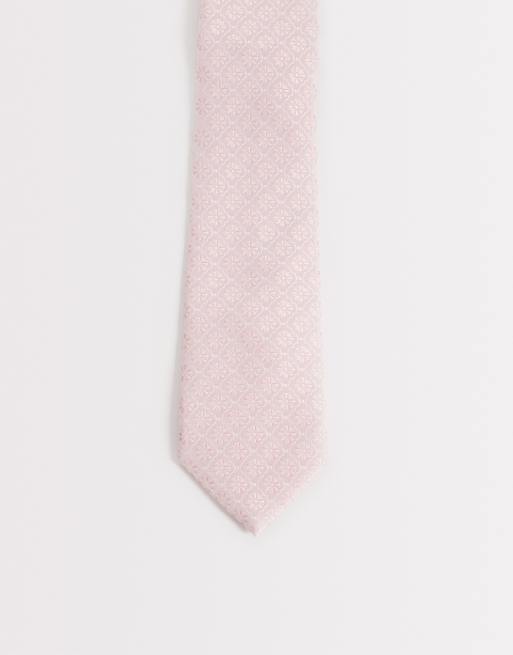 ASOS DESIGN - Stropdas met geometrische bloemenprint in roze, 2 van 3