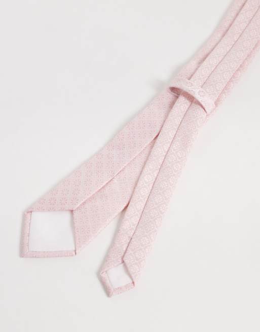 ASOS DESIGN - Stropdas met geometrische bloemenprint in roze, 3 van 3