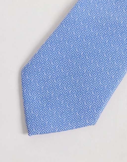ASOS DESIGN - Stropdas met Griekse golvende textuur in lichtblauw, 2 van 3