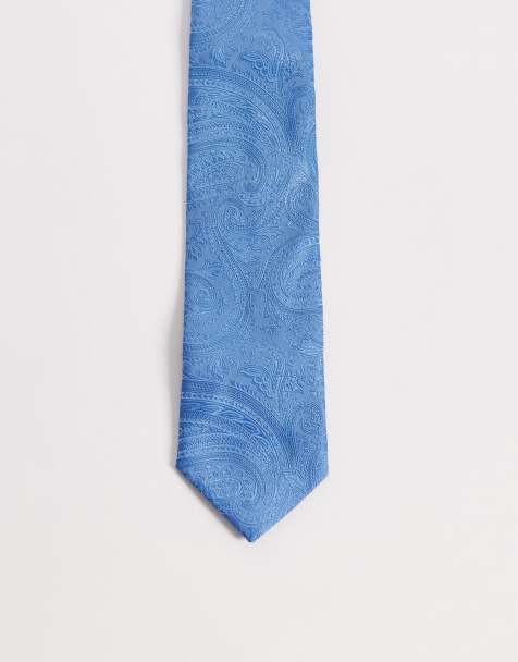 ASOS DESIGN - Stropdas met paisley motief in blauw - view 1