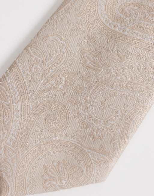 ASOS DESIGN - Stropdas met paisleymotief in beige, 2 van 3