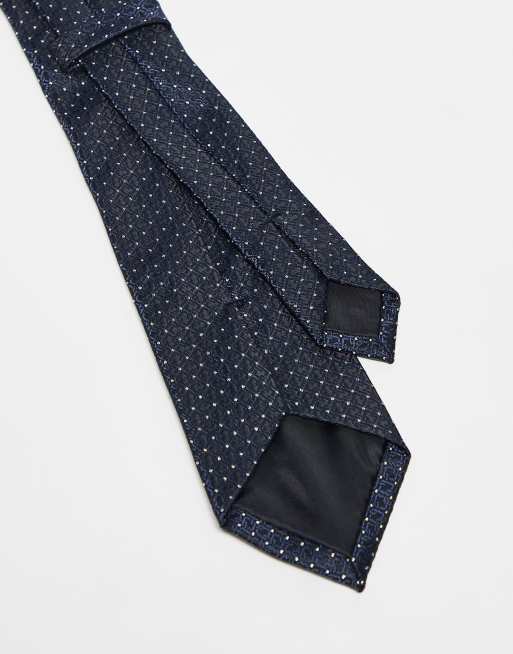 ASOS DESIGN - Stropdas met patroon in zwart en marineblauw, 3 van 3