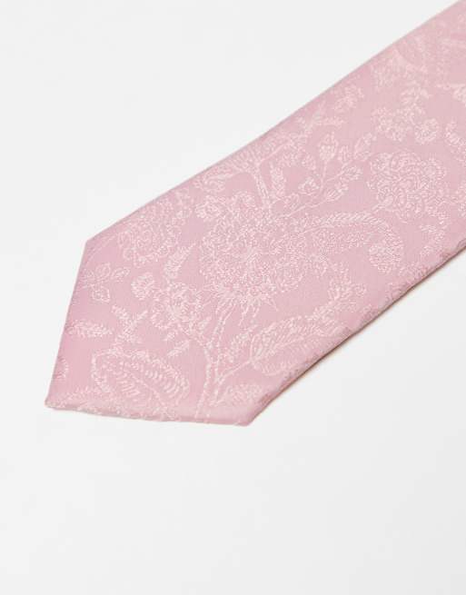 ASOS DESIGN - Stropdas met roosontwerp in roze, 2 van 3